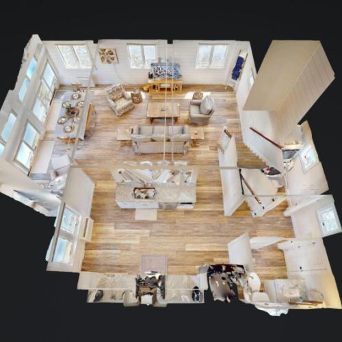 Second floor | dining room | living room | half-bath | ocean-facing deck