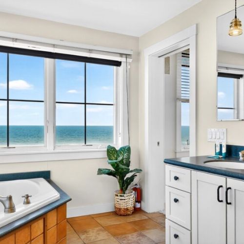 Full bathroom with ocean views
