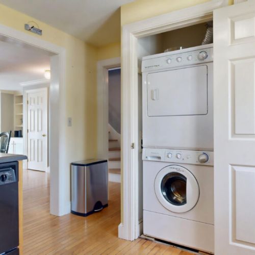 Washer dryer located off the kitchen