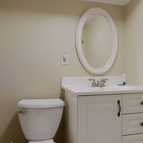 Basement level half bath