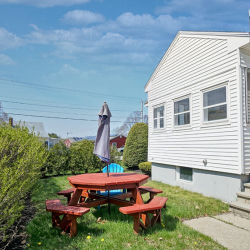 Picnic table | entrance to vacation home