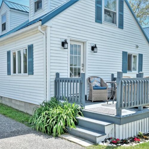 Back porch and entrance to home