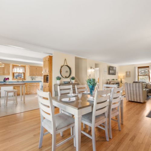 Dining room overlooking the living room and kitchen