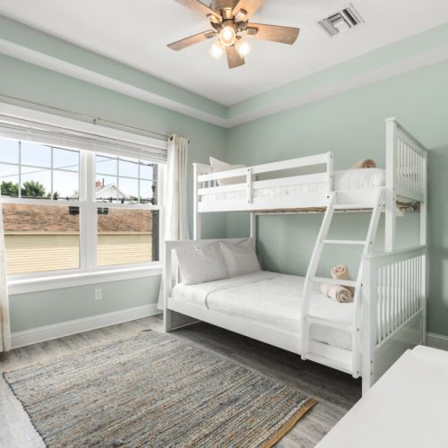 2nd bedroom | queen underneath, twin bed above