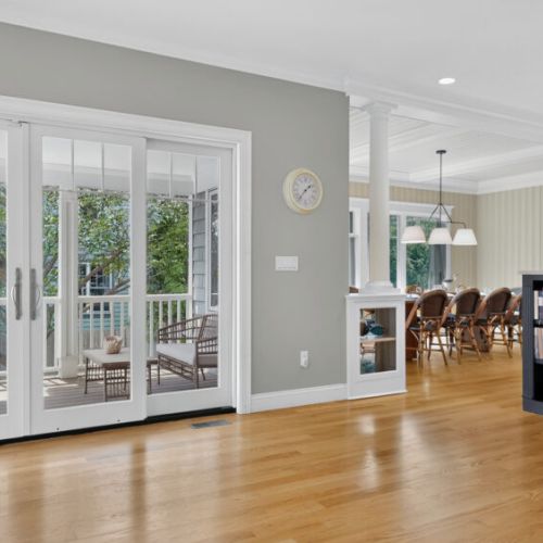 Large sliding door leading to deck