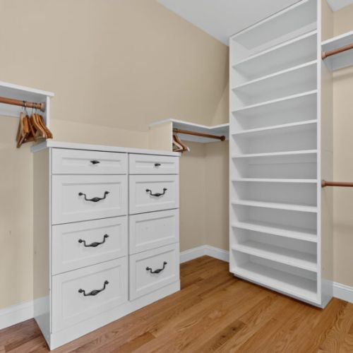 Walk-in closet in the primary bedroom