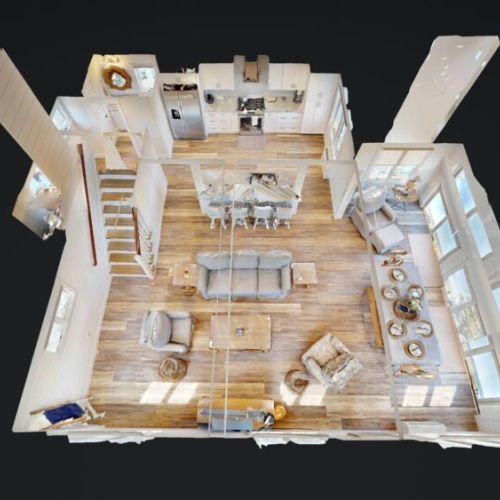 Second floor | dining room | living room | half-bath | ocean-facing deck