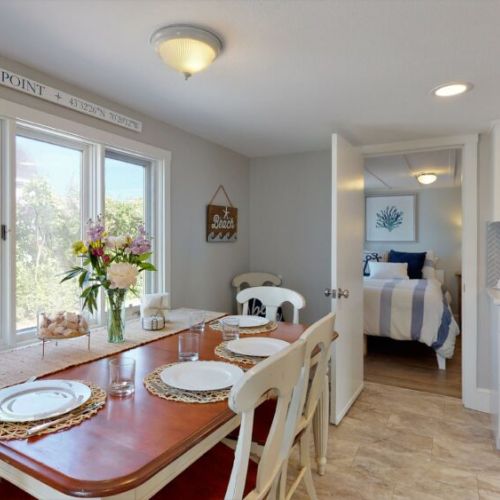 Dining table located in kitchen