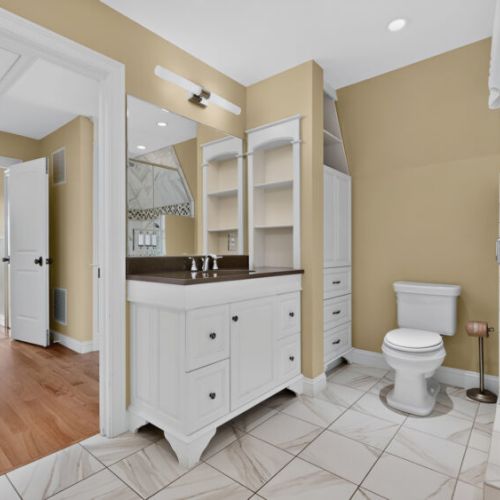 Primary bathroom with dual sinks