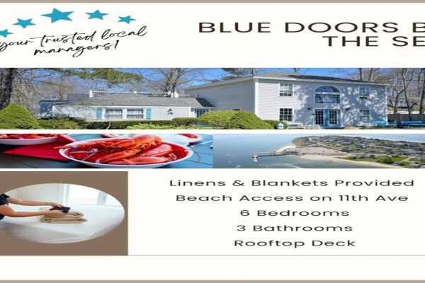 Blue doors by the sea