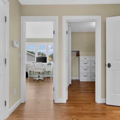 Office area and walk-in closet